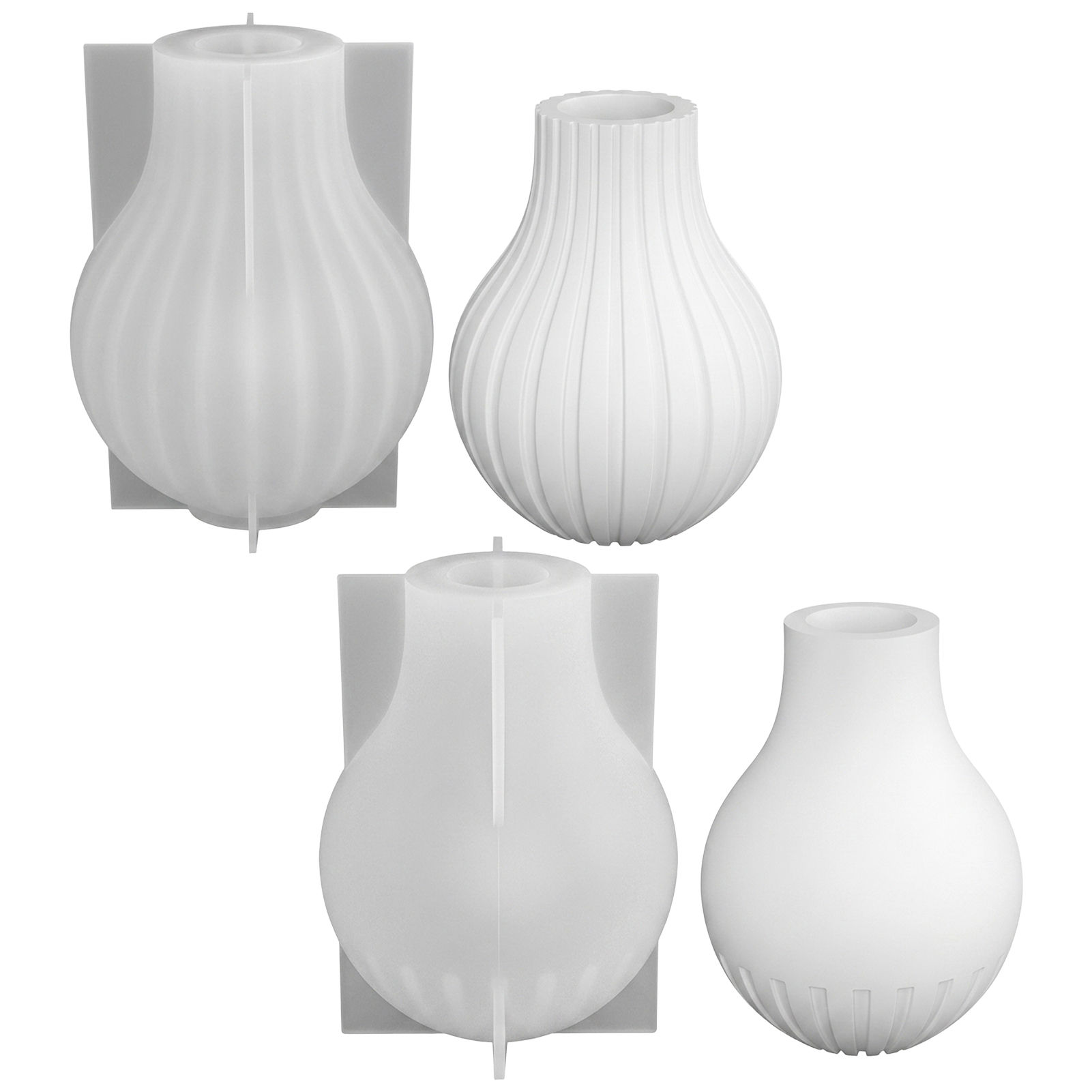 Resin Craft Supplies - Silicone Vase Mold with Stripe Design