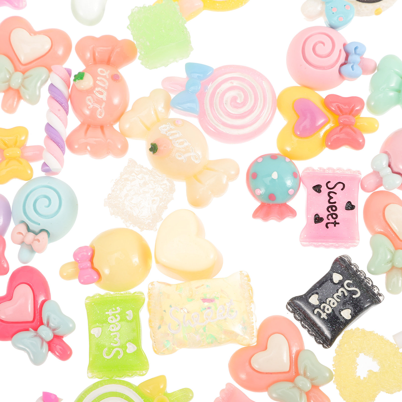 Resin Crafts - 50Pcs Candy Hair Clips Resin Flatback