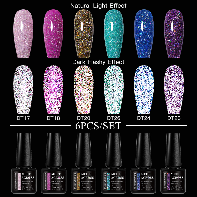 6Pcs Glitter Nail Gel Polish S – Resin Glitter Pack recenzja i cena