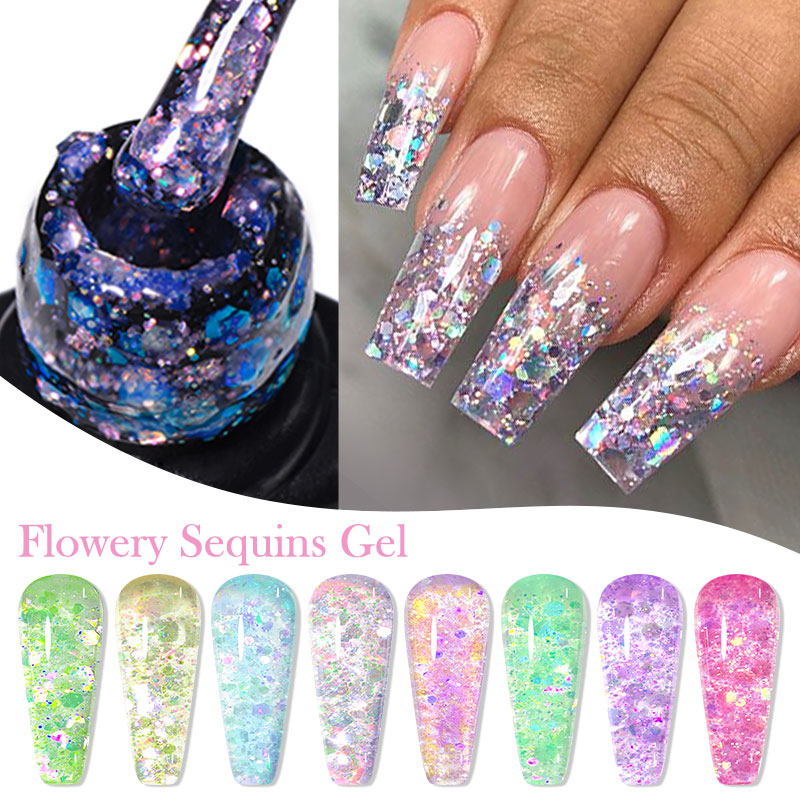 4/8pcs Flowery Sequins Gel Nai – Resin Glitter Pack recenzja i cena