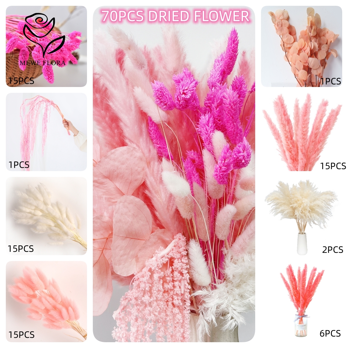 Natural Pampas Pink Dried Flow – Dried Flower Bulk recenzja i cena