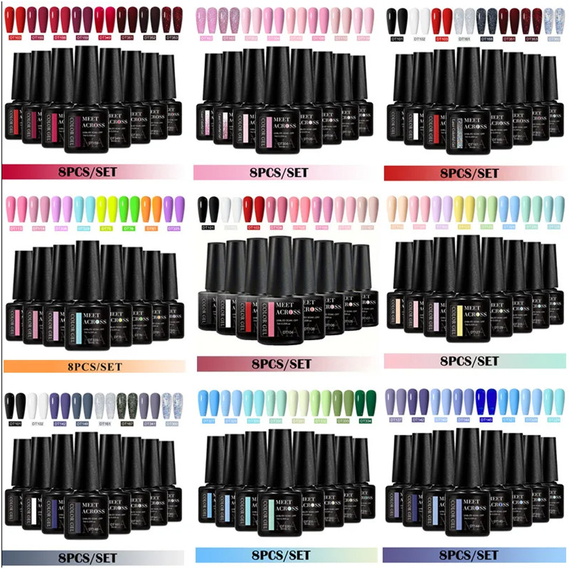 8pcs Gel Nail Polish Set HEMA  – Resin Glitter Pack recenzja i cena
