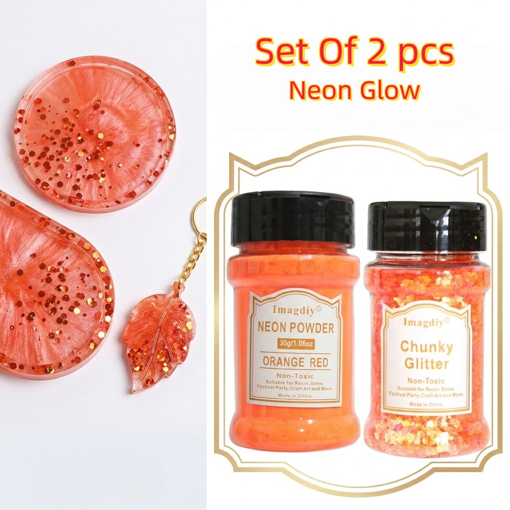 2Pcs Neon Orange Red Resin Art – Resin Pigment Set recenzja i cena