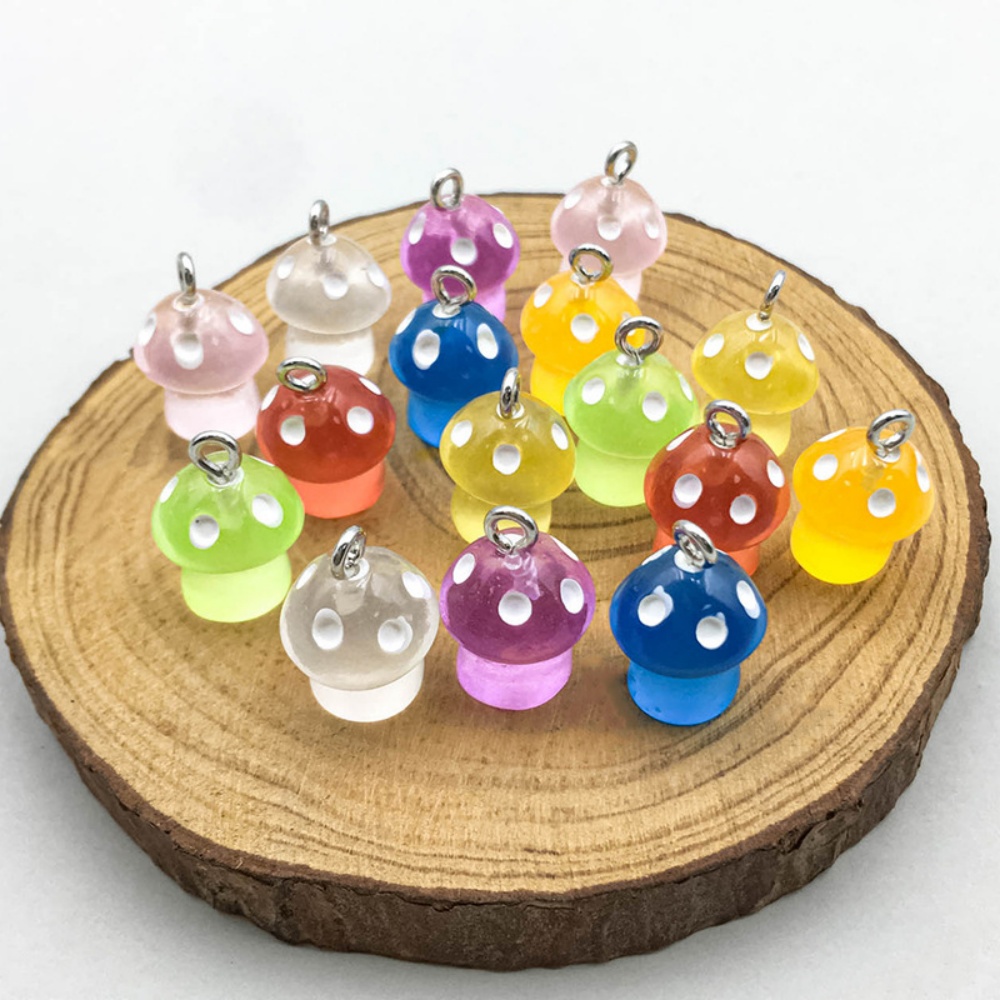 16pcs Luminous Mushroom Charms – Resin Craft Projects recenzja i cena