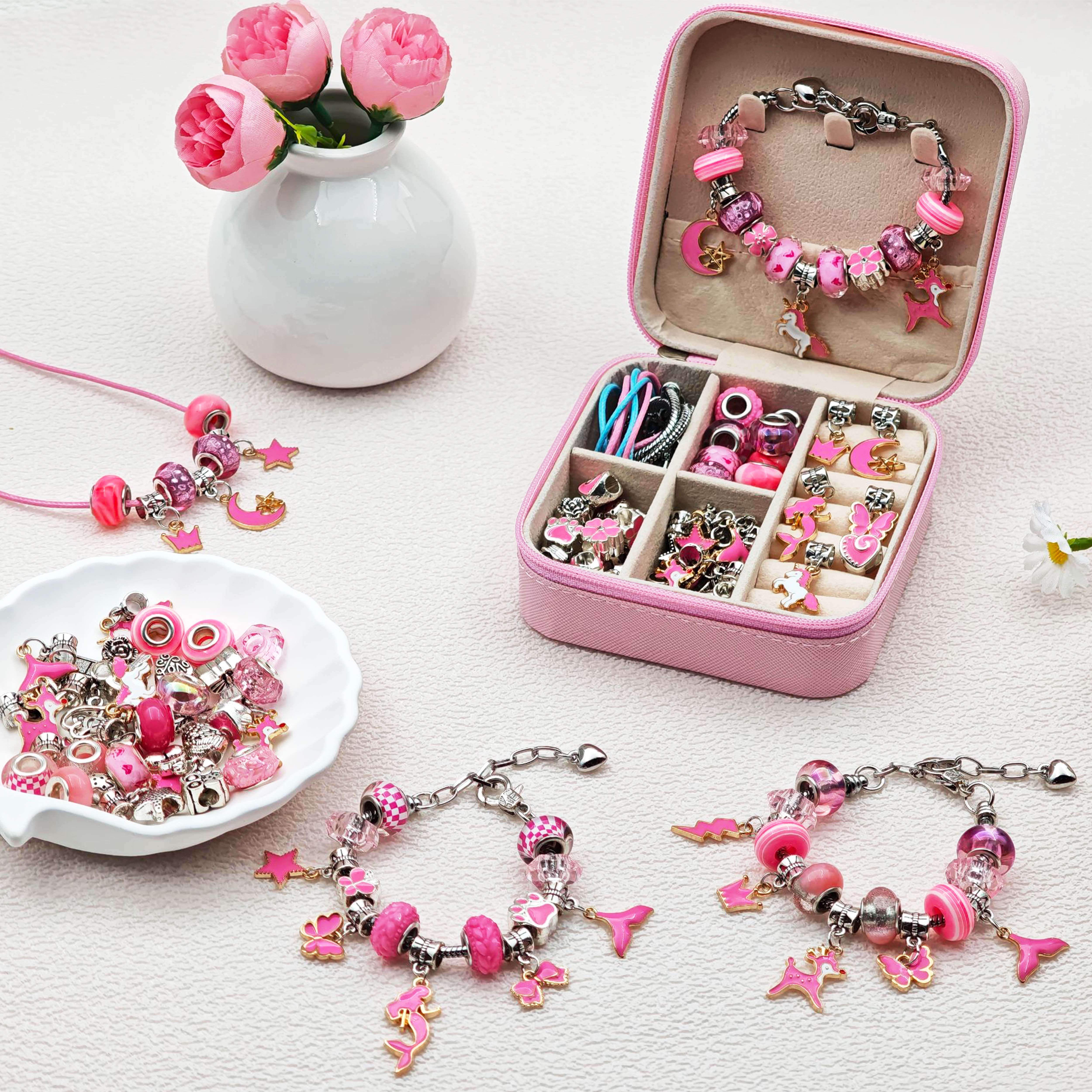 68pcs pink beaded jewelry set, – Resin Craft Projects recenzja i cena