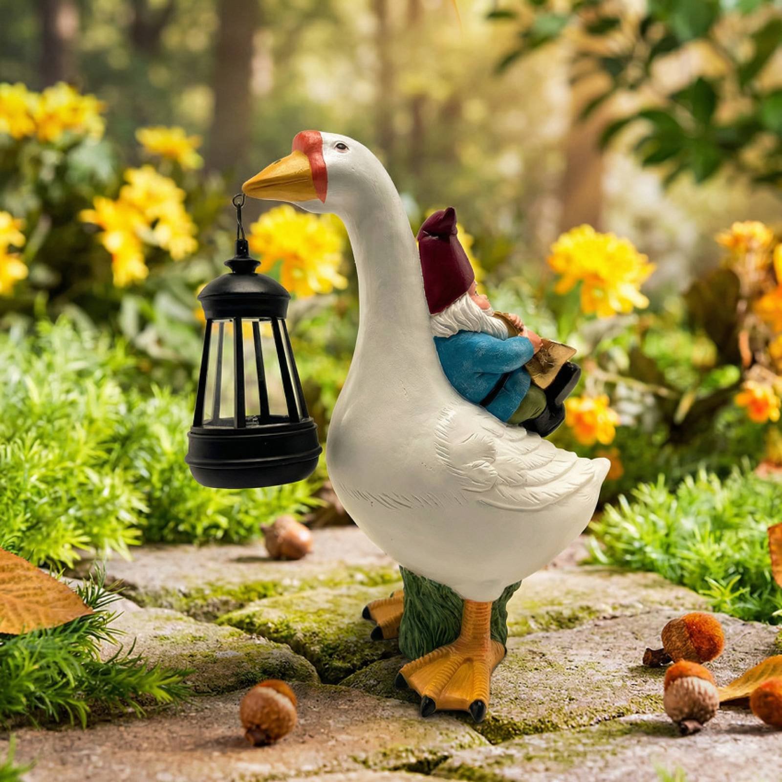 Gnome Riding Goose Statue Weat – Resin Crafts recenzja i cena